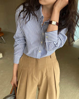 CHAMBRAY STRIPE SHIRT BLUE