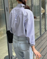 CHAMBRAY STRIPE SHIRT BLUE