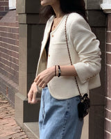MATIN WOOL TWEED BLAZER IVORY