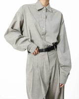 PLEATED WIDE LEG TROUSERS ASH BEIGE