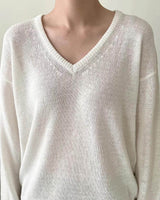 IRIS V NECK IVORY