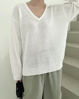 IRIS V NECK IVORY