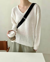 IRIS V NECK IVORY