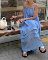 PLEATED FLOUNCE DRESS