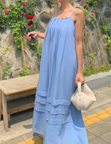 PLEATED FLOUNCE DRESS