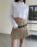 sanna ny crop button down shirt white