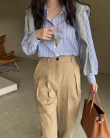 CHAMBRAY STRIPE SHIRT BLUE