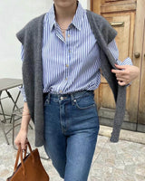 Sanna NY Chambray Stripe Shirt Blue