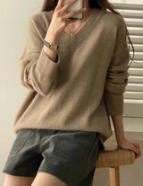 Sanna NY Michel V Neck Nutmeg