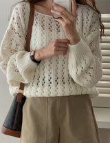ZADIE ALPACA BLEND OPEN KNIT IVORY