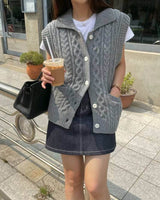 Sanna Ny Chunky Cable Knit Vest Grey