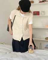 sanna ny chunky cable knit vest ivory