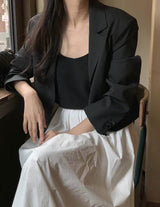 sanna ny henri crop blazer black