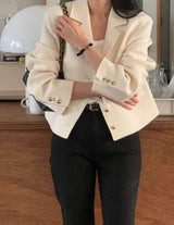 SACHI WOOL ALPACA CROP BLAZER IVORY