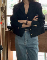 SACHI WOOL ALPACA CROP BLAZER BLACK