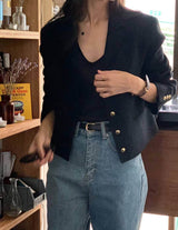 SACHI WOOL ALPACA CROP BLAZER BLACK