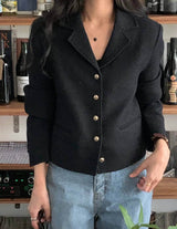 SACHI WOOL ALPACA CROP BLAZER BLACK