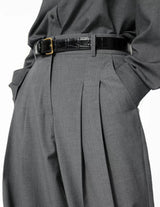 PLEATED WIDE LEG TROUSERS GRAPHITE
