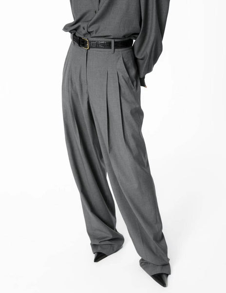 PLEATED WIDE LEG TROUSERS GRAPHITE – SANNA New York