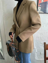 TWO BUTTON TAILORED BLAZER CARAMEL