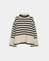 STRIPED WOOL CASHMERE TURTLENECK IVORY