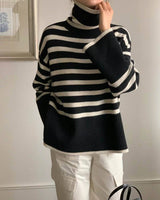 sanna ny striped turtleneck black