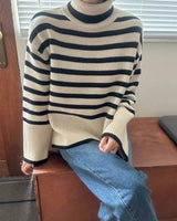 SANNA NY STRIPED TURTLENECK IVORY