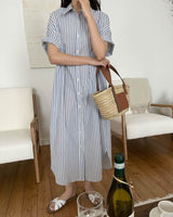STRIPE SHIRT DRESS BLUE
