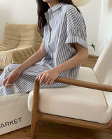 STRIPE SHIRT DRESS BLUE