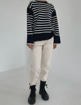 SANNA NY BROOKE STRIPE CREW DEEP NAVY