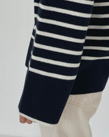 BROOKE STRIPE CREW DEEP NAVY
