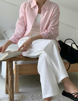 SADIE LINEN BLEND SHIRT PINK