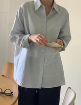 SADIE LINEN BLEND SHIRT BLUE