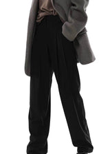 PLEATED WIDE LEG TROUSERS BLACK