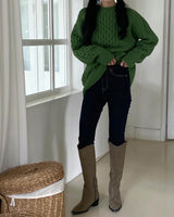 CHUNKY GREEN CABLE KNIT