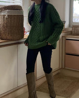 CHUNKY GREEN CABLE KNIT