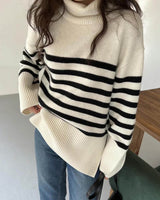 PORTO STRIPE TURTLENECK IVORY