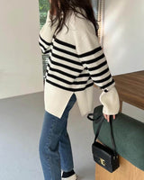 PORTO STRIPE TURTLENECK IVORY