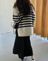 PORTO STRIPE TURTLENECK IVORY