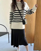 PORTO STRIPE TURTLENECK IVORY