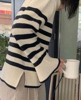 Slouchy Striped Sweater Ivory