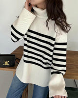 PORTO STRIPE TURTLENECK IVORY
