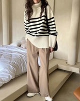 PORTO STRIPE TURTLENECK IVORY