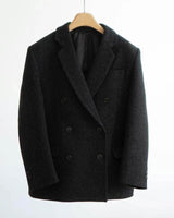 CHARCOAL HERRINGBONE WOOL BLAZER JACKET
