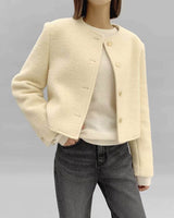 INES CROP WOOL JACKET OFF WHITE