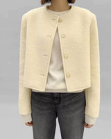 INES CROP WOOL JACKET OFF WHITE