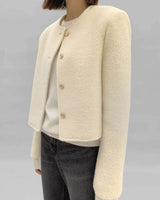 INES CROP WOOL JACKET OFF WHITE