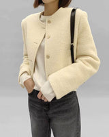 INES CROP WOOL JACKET OFF WHITE