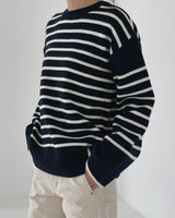 BROOKE STRIPE CREW DEEP NAVY