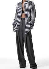 PLEATED WIDE LEG TROUSERS GRAPHITE